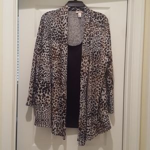 Animal Print Sweater with Black Camisole